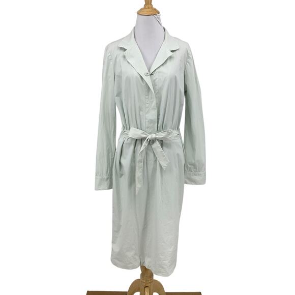Salvatore Ferragamo Dress Women 46 US 10 Pale Mint Belted Half Snap Button Notch - Picture 1 of 16